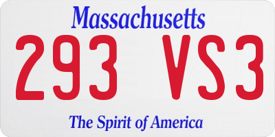 MA license plate 293VS3