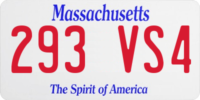 MA license plate 293VS4