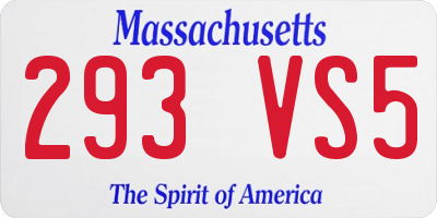 MA license plate 293VS5