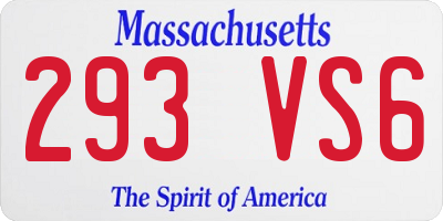MA license plate 293VS6