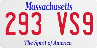 MA license plate 293VS9
