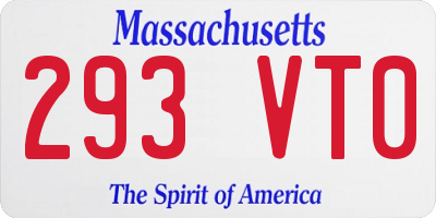 MA license plate 293VT0