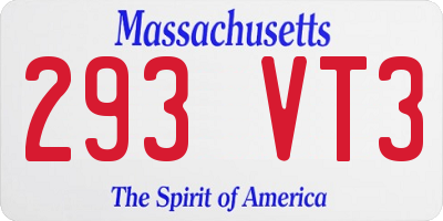 MA license plate 293VT3