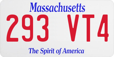 MA license plate 293VT4