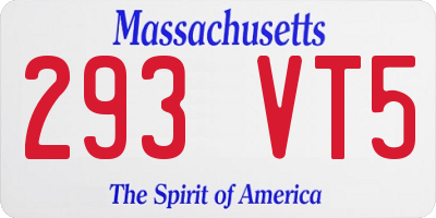 MA license plate 293VT5
