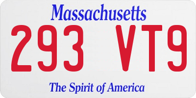 MA license plate 293VT9