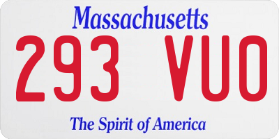 MA license plate 293VU0