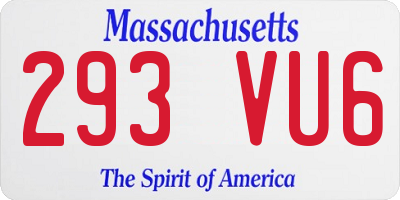 MA license plate 293VU6