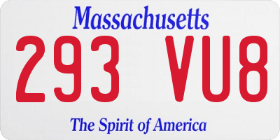 MA license plate 293VU8