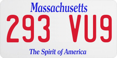 MA license plate 293VU9