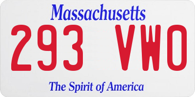 MA license plate 293VW0