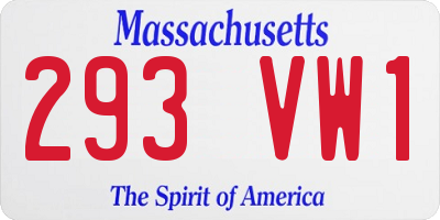 MA license plate 293VW1
