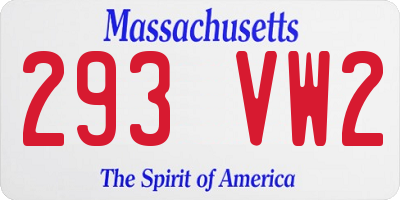 MA license plate 293VW2