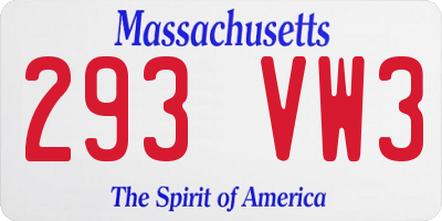 MA license plate 293VW3