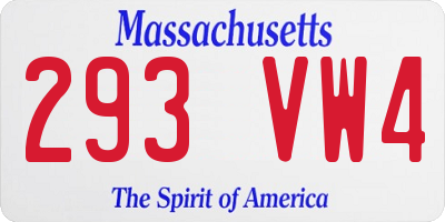 MA license plate 293VW4
