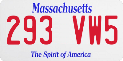 MA license plate 293VW5