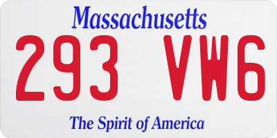 MA license plate 293VW6