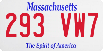 MA license plate 293VW7