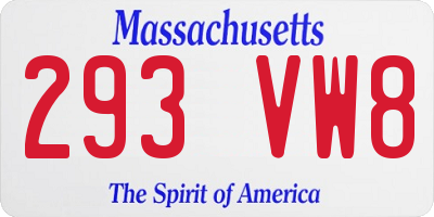 MA license plate 293VW8
