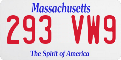 MA license plate 293VW9