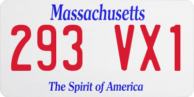 MA license plate 293VX1