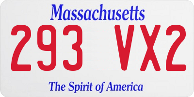 MA license plate 293VX2