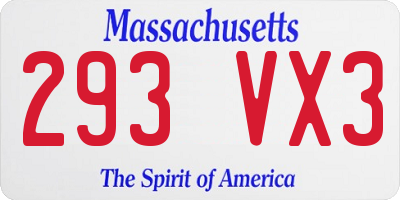 MA license plate 293VX3