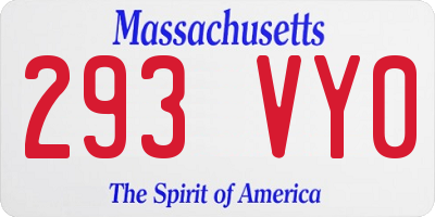 MA license plate 293VY0