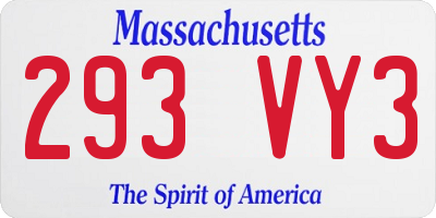 MA license plate 293VY3