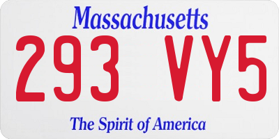 MA license plate 293VY5