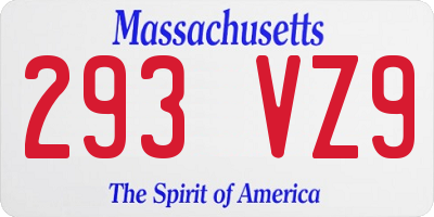 MA license plate 293VZ9