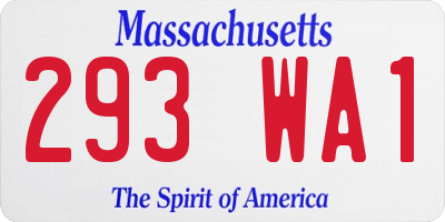 MA license plate 293WA1