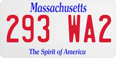 MA license plate 293WA2
