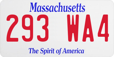 MA license plate 293WA4