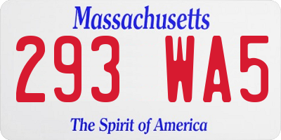 MA license plate 293WA5