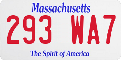 MA license plate 293WA7