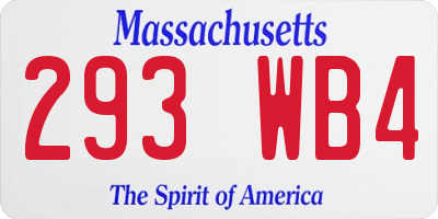 MA license plate 293WB4