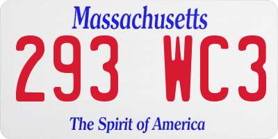 MA license plate 293WC3