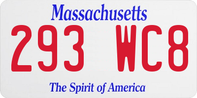 MA license plate 293WC8