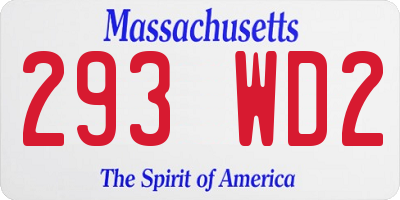 MA license plate 293WD2