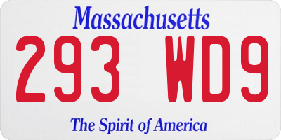 MA license plate 293WD9