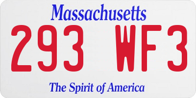 MA license plate 293WF3