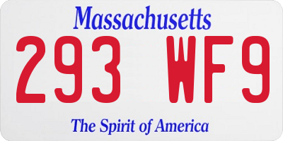 MA license plate 293WF9