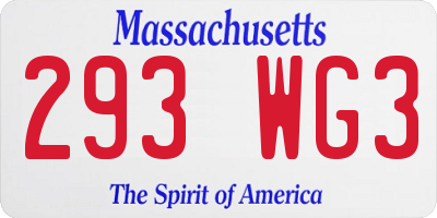 MA license plate 293WG3