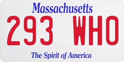 MA license plate 293WH0