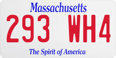 MA license plate 293WH4