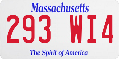 MA license plate 293WI4