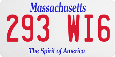 MA license plate 293WI6