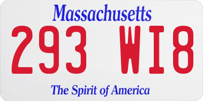 MA license plate 293WI8