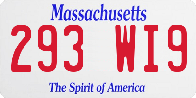 MA license plate 293WI9